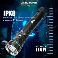 在飛比找蝦皮商城精選優惠-Xhp50潛水手電筒水下110m 2000 LM 18650