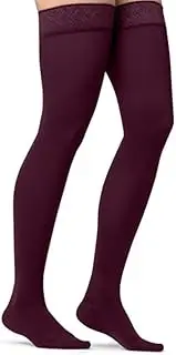 JOBST Maternity Opaque Compression Stockings, 20-30 mmHg, Thigh High, Closed Toe, Cranberry, Medium