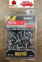 Buildex 10G x 16mm Woodland Grey Metal C4 HexHead No Seal Tek Screws - Box 100