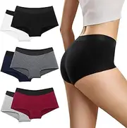 [Desanlapi] Women's Cotton Boxer Shorts Women's Shorts – Women's Cotton Boxer Shorts – Hipster Underwear Feminins Stretch Briefs Women's Fitness Pack of 6 S-2XL