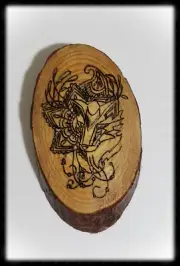 Handmade Fox Wood Burning On Wood Slice Pyrography Wall Decor