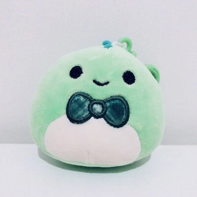 Squishmallows 3.5" Clip On Plush Danny the Green Dinosaur with Bow Tie BNWT