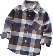 Yinggeli Boys Girls Plaid Shirts Long Sleeve Button Down Flannel Dress Shirts 2T - 8T