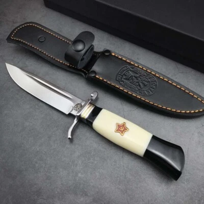 Fixed Blade Knife Collectors Bowie Camping Hunting Russian Knife Leather Sheath