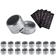 Magnetic Stainless Steel Spice Storage Container Jar Set With Stickers Tools NEW