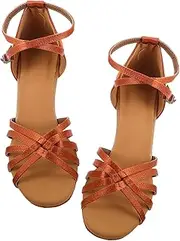 [LIFKOME] 1 Pair Women's Satin High Heels Latin Dance Shoes Knotted Strap Elegant Lady's Shoes Grain Design Size 40 Golden