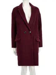 Burgundy Wool Button-Up Coat
