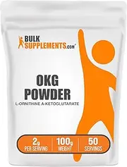BulkSupplements.com L-Ornithine Alpha-Ketoglutarate Powder - OKG Supplement, Nitric Oxide Supplement, Ornithine Supplement - Gluten Free, 2000mg per Serving, 100g (3.5 oz) (Pack of 1)