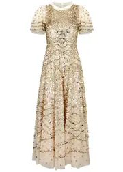 Needle & Thread Deco Dot Embellished Tulle Gown - Cream - 12 (UK16 / XL) 12 (UK16 / XL)