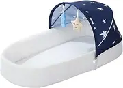 Portable Pressure-Proof Movable Folding Crib with Sun Canopy, Suitable for Babies (37 Inches)