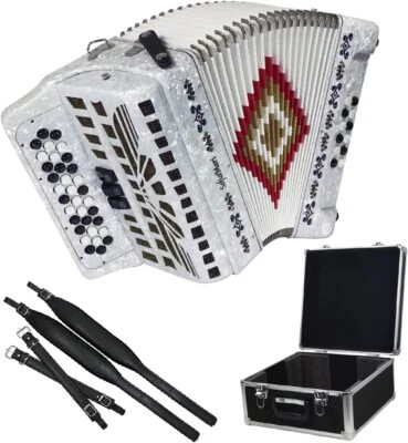 SofiaMari NSM-3412 34-Button 12 Bass Accordion GCF White