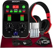 Zoom Podtrak P2 Portable Podcast Recorder – 2 USB Mic Inputs, AI Noise Reduction, 4-Track Recording, Tone & Comp Effects, Dual Headphone Outputs with MicroSD, Headphone, and Rechargeable Batteries