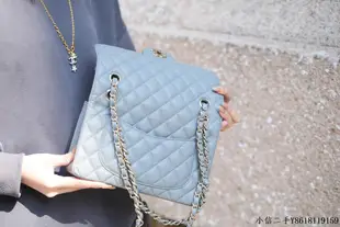 二手 Chanel CF23 Classic flap bag A01113灰藍