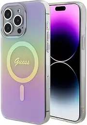 Guess Script Case with MagSafe for iPhone 15 Pro, Iridescent Pink