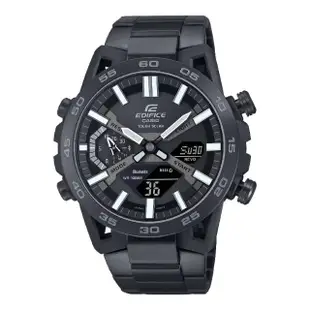 【CASIO 卡西歐】EDIFICE 藍牙太陽能指針數位雙顯腕錶 黑 47.8mm(ECB-2000DC-1B)