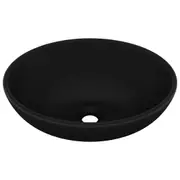 40 x 33 cm Oval Ceramic Bathroom Hand Wash Basin Sink Bowl Washbasin Above Black