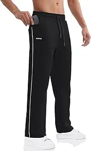 [BROKIG] Men's Joggers Track Pants,Open Bottom Loose Casual Workout Gym Sweatpants Sports Running Pants with Zip Pocket