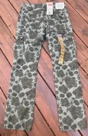 Levi's 511 Slim Fit Girls Green "Flora Print" Cargo Pants Size 16 28x28 NWT
