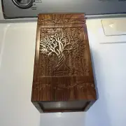 Cremation Urn Hand Carved Rosewood With Tree Of Life Design, For Up 250lbs Adult