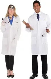 Doctor's Lab Coat White Suit Yourself Fancy Dress Up Halloween Adult Costume NWT