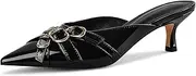 [TRKYYK] Women's Strap Heeled Mules Pointed Toe Kitten Heels Dress Pumps