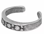 Sterling Silver .925 Triple Gem Design Toe Ring Adjustable Size | Made In USA