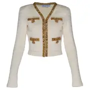 [Self-Portrait] Cream Lurex Knit Cardigan