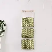 JSEIAJB Linen Wall Hanging Storage Bag 3 Pockets Cute Clothes Storage Bag Closet Storage Bag for Home(White-Prawn onion4)