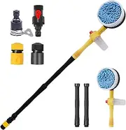 Car Wash Kit, Car Cleaning Kit Automatic Rotating Long Handle Scratch Free Telescopic Wash Mop Washing for Truck SUV RV Trailer, No Water Pipe