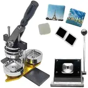 Photo Magnet Maker Machine, 2x2Inch DIY Refrigerator Sticker Magnet Press Kit with 100-Piece Consumables + Paper Cutter, Effortless Crafting