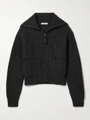 [LEMAIRE] LEMAIRE - Ribbed Alpaca And Yak-blend Cardigan - Black - large large Black