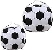 Gogogmee Soccer Theme Plush Toy Storage Bag Toddler Bean Bag Large Capacity Organizer Soft for Boys and Girls Adults Home Travel