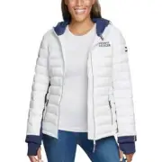 Tommy Hilfiger ladies' puffer packable Hooded jacket white , women size M