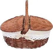 Toddmomy Convenient Storage Basket Picnic Storage Basket Portable Picnic Basket Wear-Resistant Grocery Basket Small Picnic Basket Seagrass Woven Baskets Picnic Basket with Lid Brown Wicker