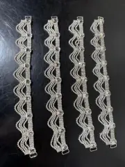 4 Wave Rhinestone Bikini Connectors – Silver Back Straps or Suit Embellishment