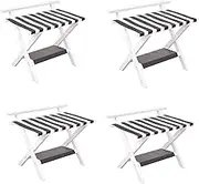 4pcs Luggage Stand Luggage Rack with Storage Shelf - Foldable Suitcase Stands - Suitcase Stool Wood, Luggage Stand for Hotel Bedrooms, Guest Rooms