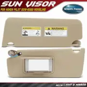 2Pcs Left & Right Beige Sun Visor with Light & Mirror for Honda Pilot 2016-2022