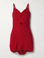 [Cult Gaia] Cult Gaia - Marlow Cutout Crocheted Cotton Mini Dress - Red - x large x large Red