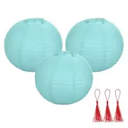 3 Pcs Light Blue Round Paper Lanterns 14 Inch Paper Lantern Party Decorations