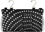 Amooorous Bedside Storage Caddy Hanging Organizer Bag With Pockets for College Dorm Rooms Essentials, Hospital Bed Rails,Camp Black and White Technological Design Lines