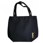 Yves Saint Laurent YSL Tote Bag Black Gold Embroidery Logo Novelty