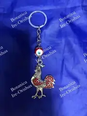 Keychain Llavero con un Gallo ROJO con ojos de santa lucía Rooster Keychain