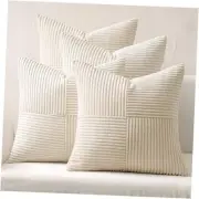 Throw Pillow Covers 20x20 Inch Set of 4 Boho 20" x 20" (Pack of 4) Beige