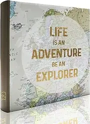Holoary Photo Album 4x6 160 Photos Two Pictures Per Page, Memo Writing Area for Each Pocket, 160 Pockets 4”x6”, Printed Book Cover Travel Design World Map Adventure