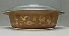 Vintage Pyrex 2.5 Quart Oval Covered Casserole Early American-045, 945-C-New