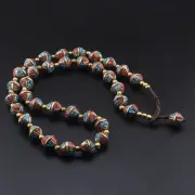 Stunning Turquoise Coral Ethnic Tibetan Handmade Brass Masala Beaded Necklace