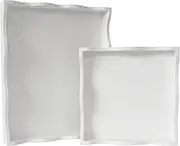 KOLURAFUL Set of 2 Wooden Scallop Serving Tray - for Coffee Table, Breakfast, Dinner Kitchen Living Room Bedroom, Home Decor for All Occasions, White, Size S+M