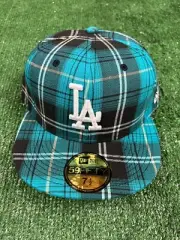New Era MLB Los Angeles Dodgers 59Fifty Sz 7 1/2 Rare Blue Plaid LA Underbrim