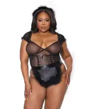 Coquette Queen Holiday Mistletoe Teddy, Marabou Trimmed Apron & Headband