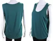 NWT Eileen Fisher Lagoon Green U-Neck Knit Shell S Stretchy Viscose Jersey Top